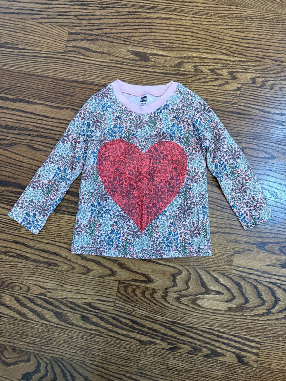 Tea Collection Floral Heart Long-Sleeve Tee - Pink, Red, Blue, Green